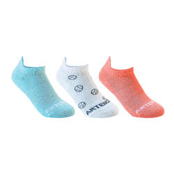Kids' Low Sports Socks Tri-Pack RS 160 - Blue/White/Coral