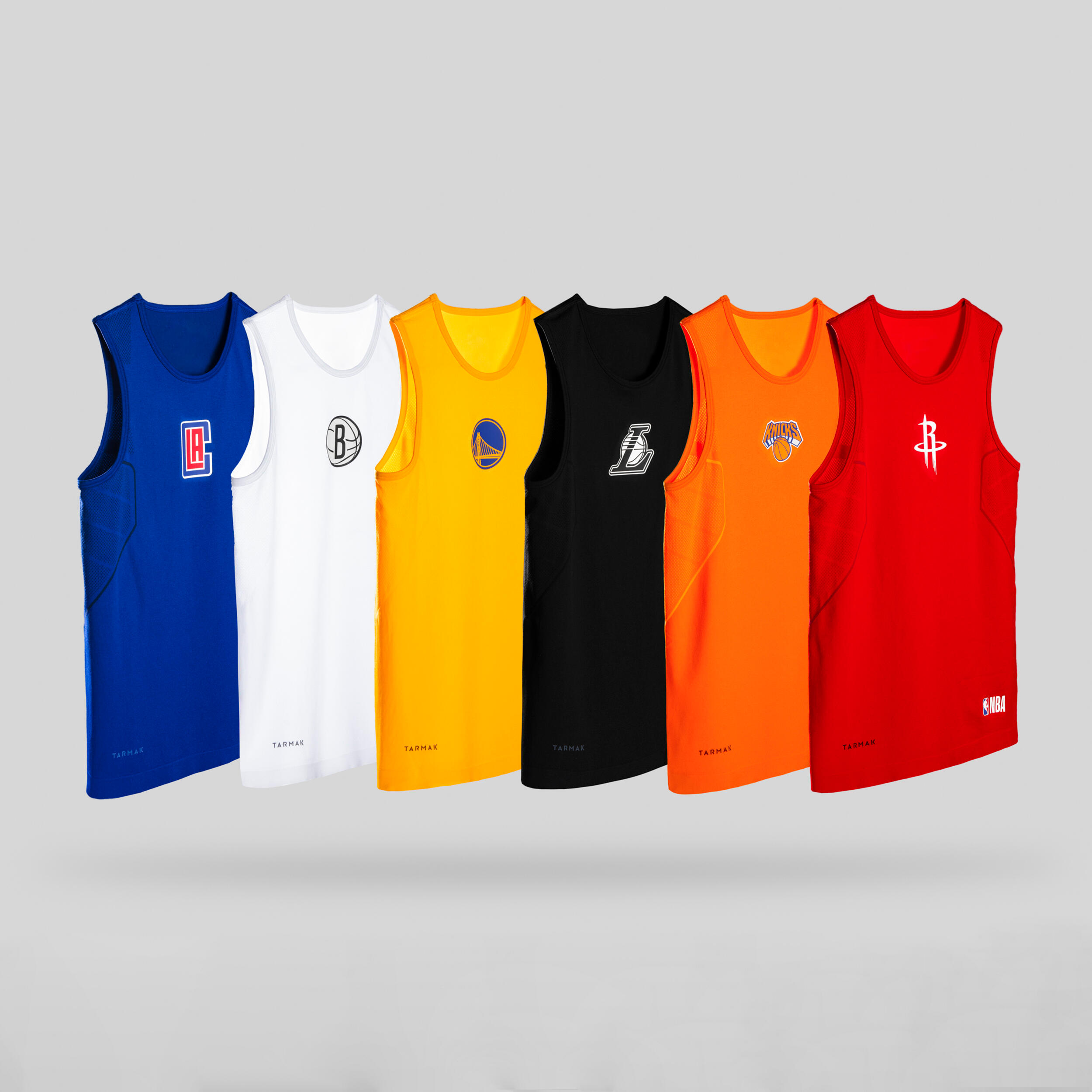 Kids Slim Fit Basketball Base Layer Jersey UT500 White NBA Brooklyn Nets