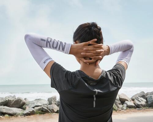 woman stretching after a run