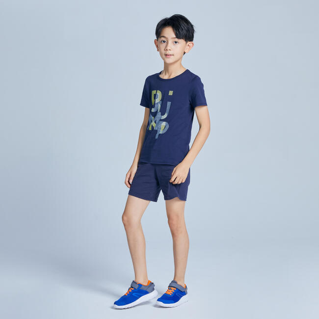 Boys' Short-Sleeved Gym T-Shirt 100 - Navy Blue Print