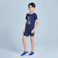 T-Shirt Basic 100 Gym Kinder marineblau mit Print