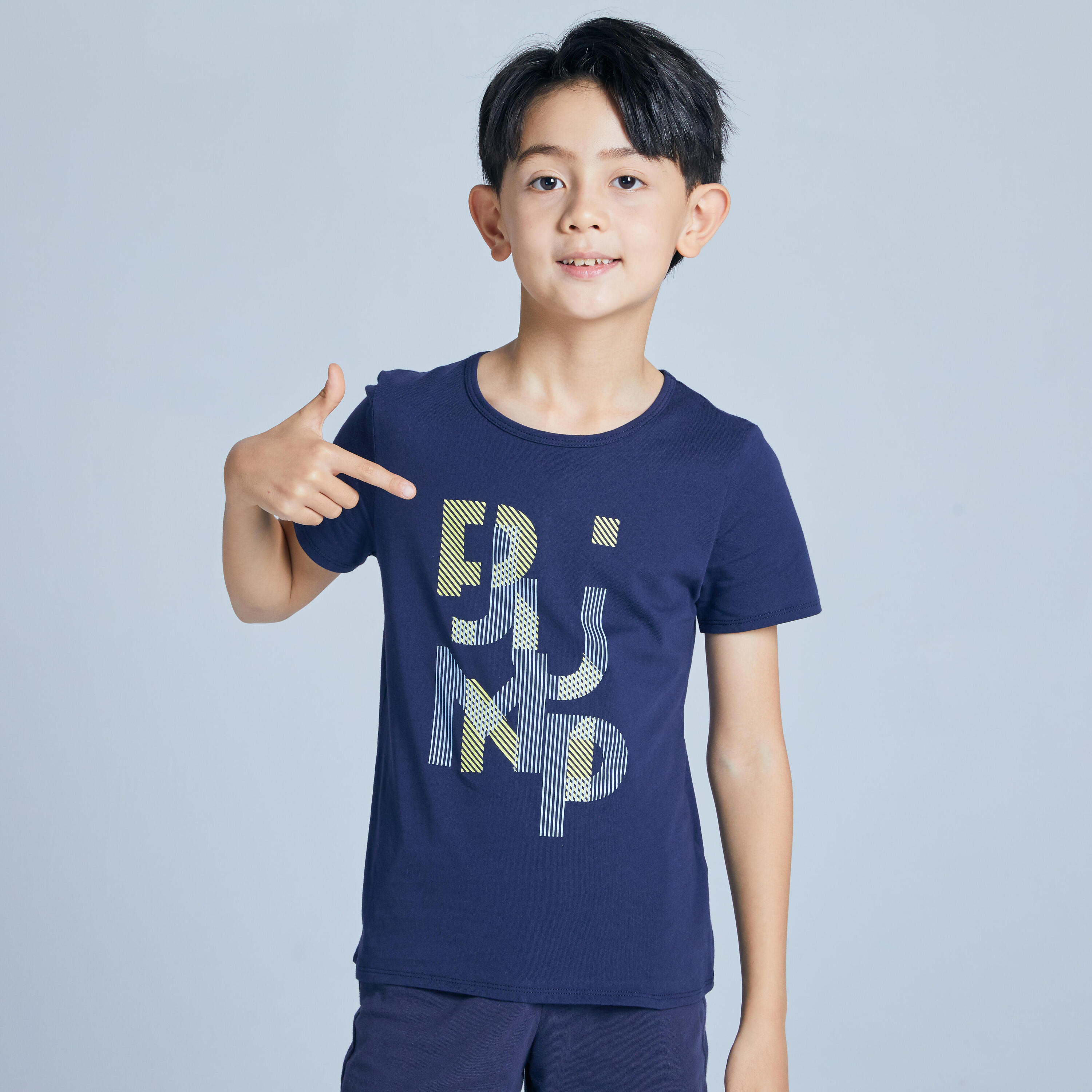 DOMYOS Kids' Basic T-Shirt - Navy Blue Print