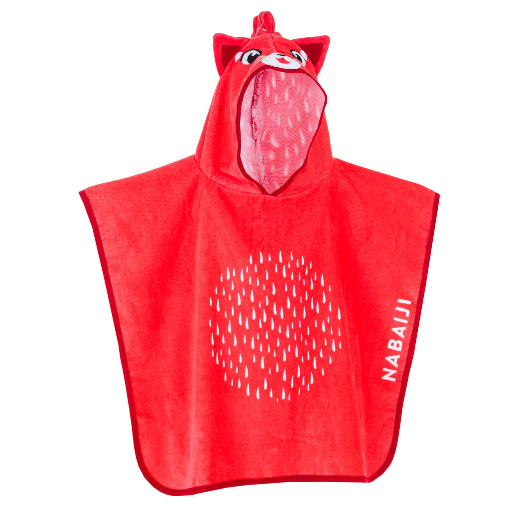 Baby / kids' poncho with hood - red panda print