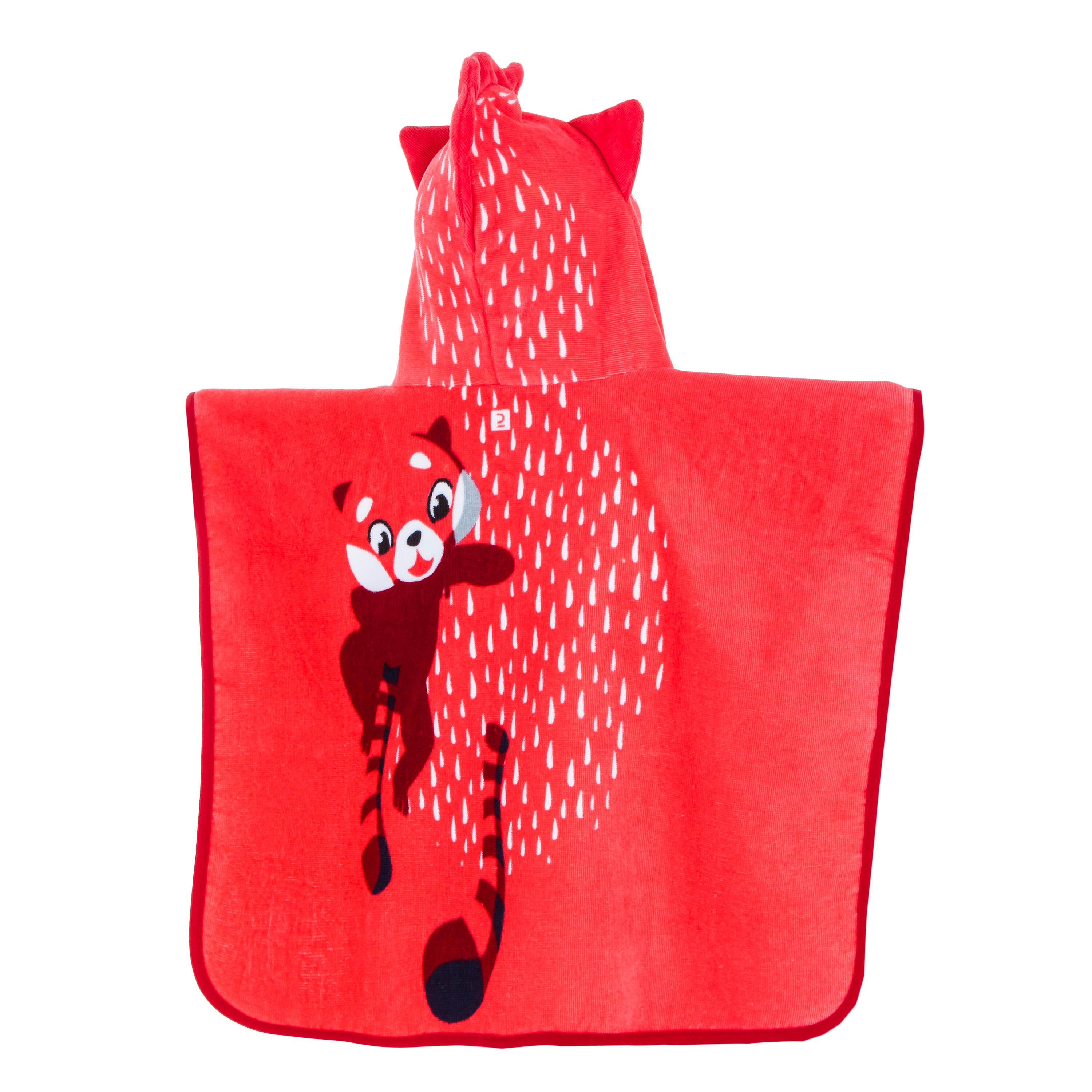 Baby / Kids' poncho with Hood - RED PANDA Print 2/4