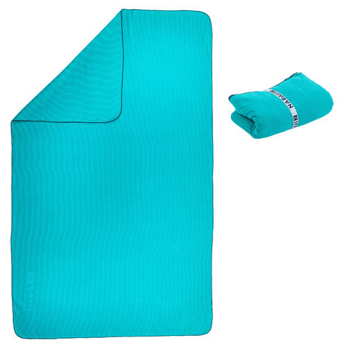 Serviette de bain microfibre à rayures bleu taille XL 110 x 175 cm