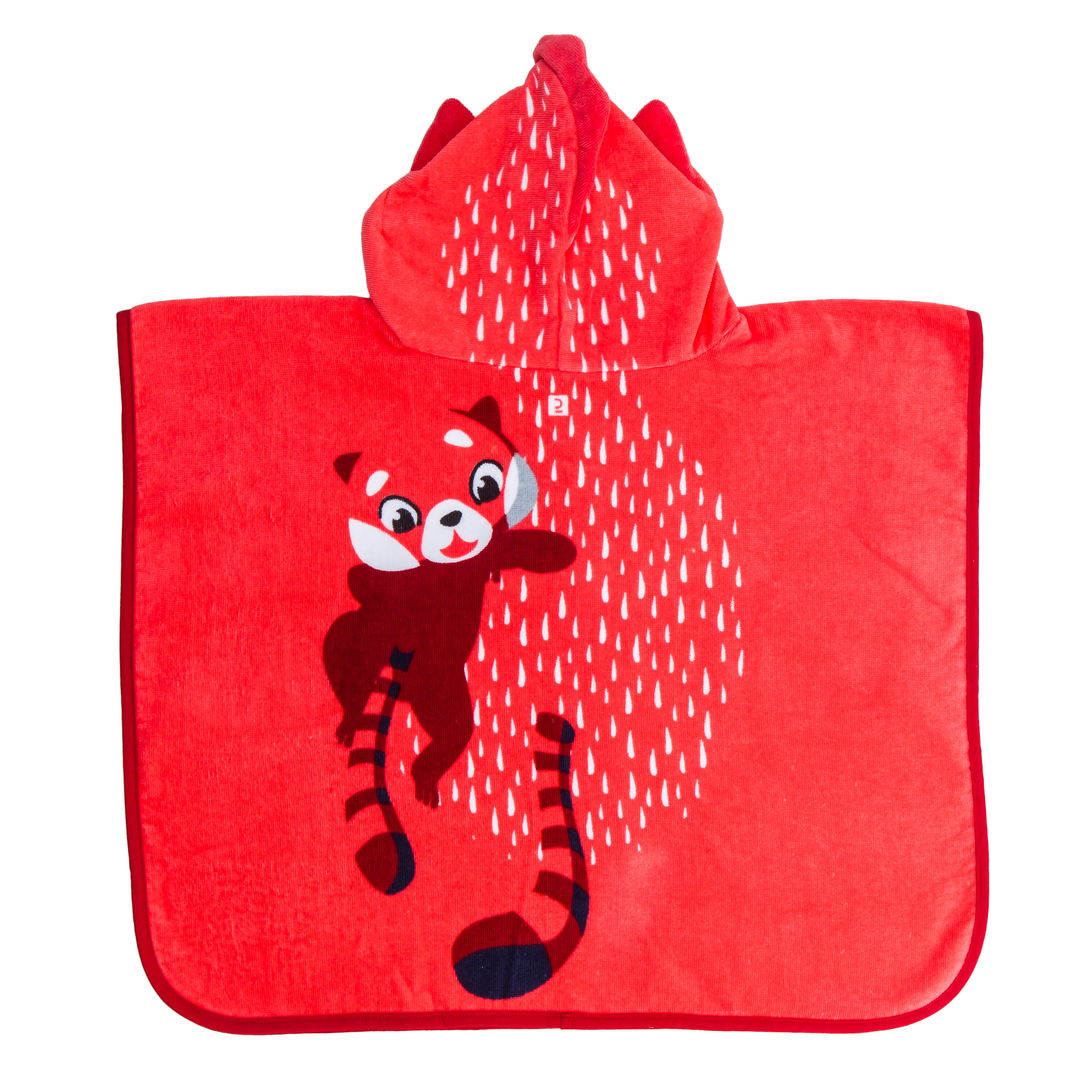 Baby / Kids' poncho with Hood - RED PANDA Print 3/4