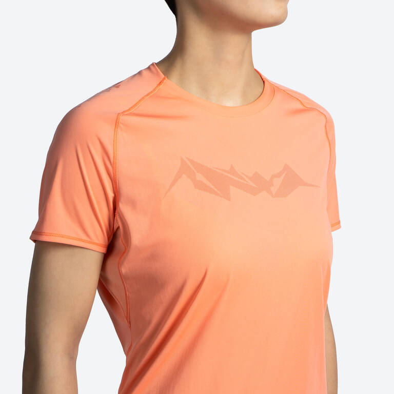 WOMEN'S SHORT-SLEEVED TRAIL RUNNING T-SHIRT-GRAPH ORANGE