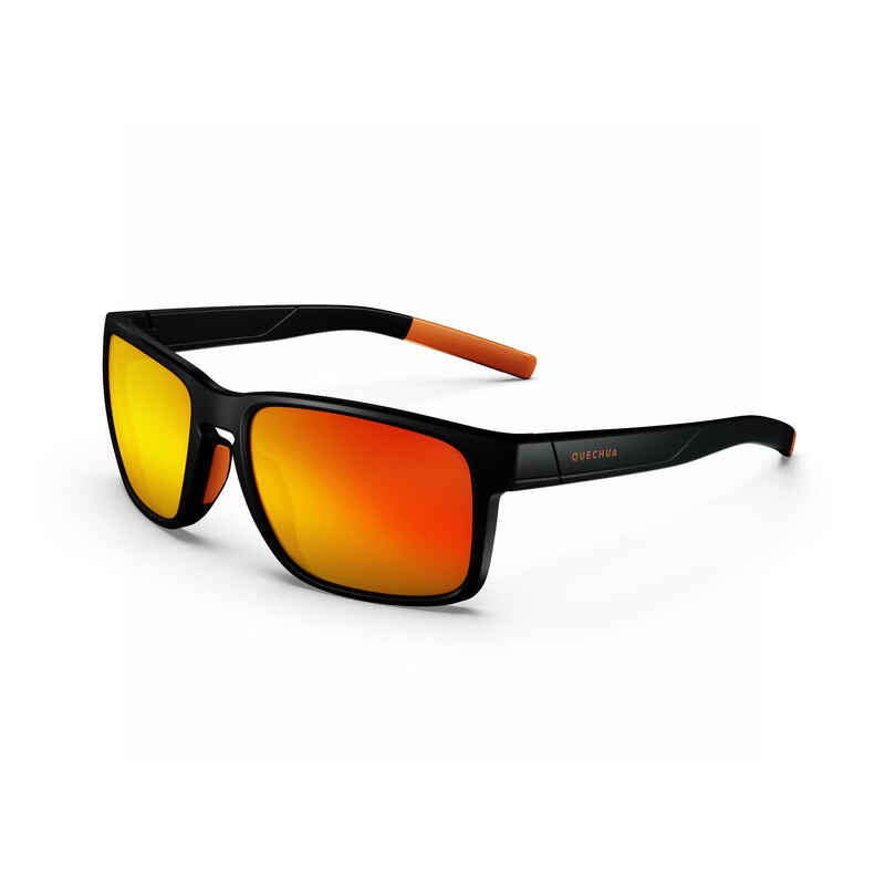 Sonnenbrille Wandern MH530 Kategorie 3 Erwachsene schwarz/orange