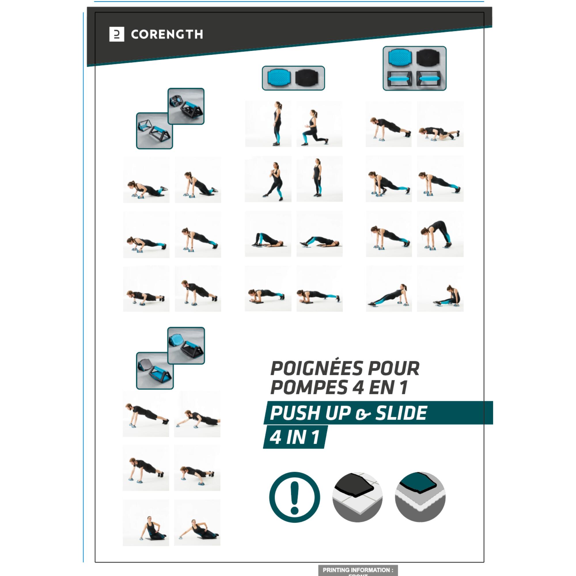 Agarraderas Flexiones Musculación Push Up & Slide 4 En 1 8/20