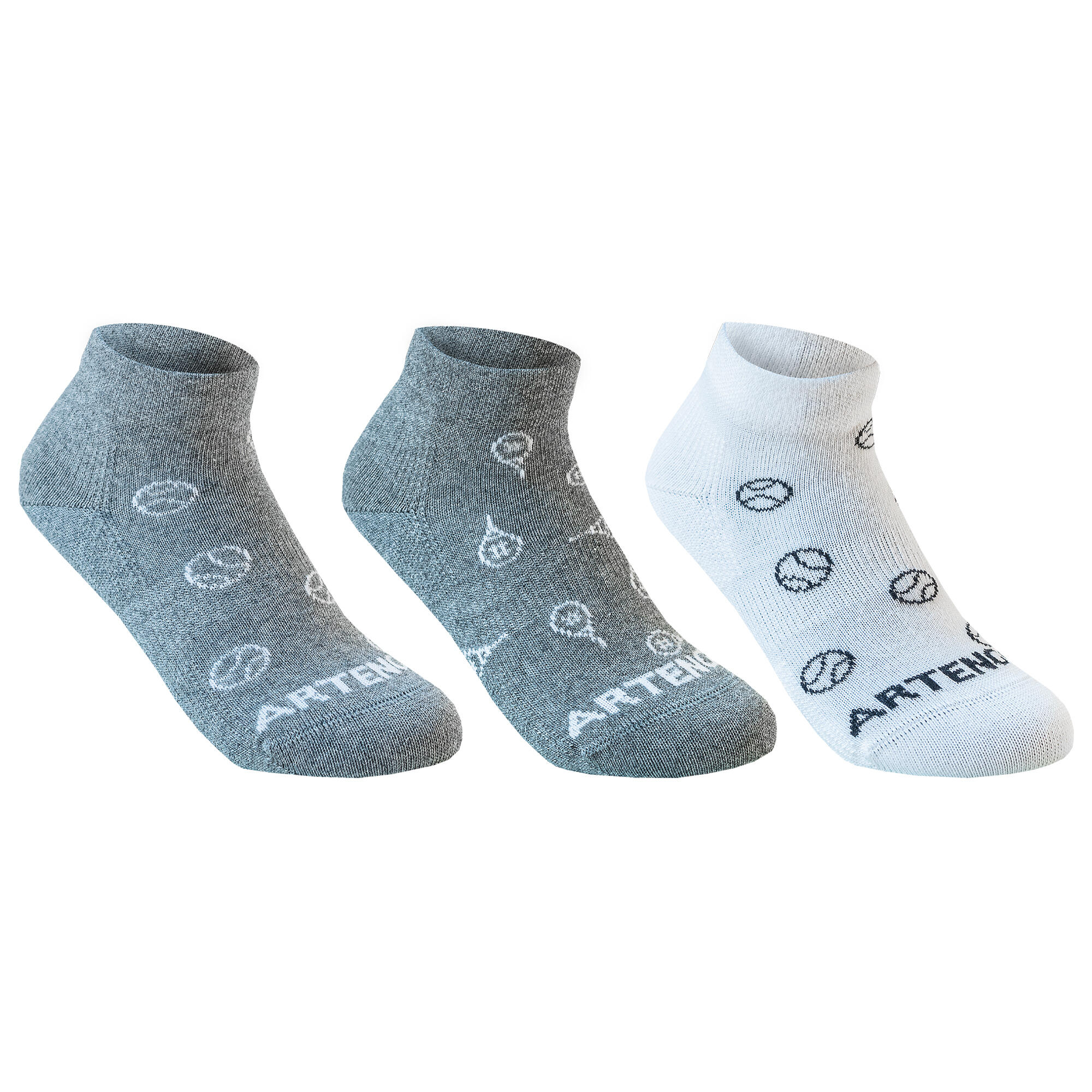 ARTENGO Calze medie bambino RS 160 grigio-bianco x3