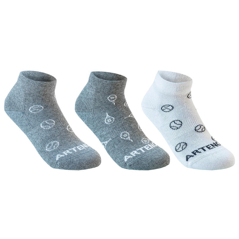 Dětské polovysoké tenisové ponožky RS160 šedé, bílé 3 páry 