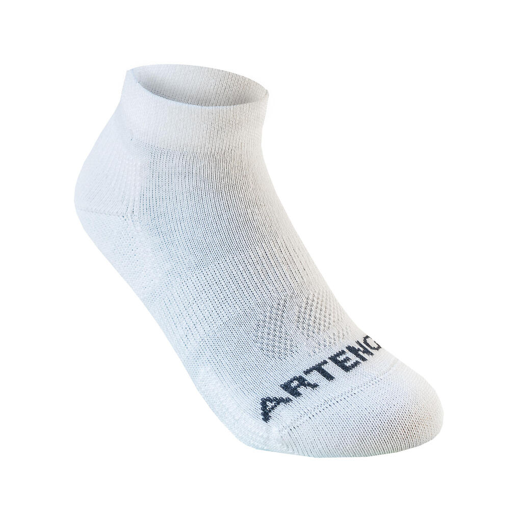 CHAUSSETTES DE SPORT ENFANT MI-HAUTES ARTENGO RS 160  NOIR GRIS LOT DE 3