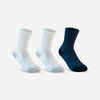 Παιδικές αθλητικές κάλτσες μεσαίου ύψους RS 500, 3 ζεύγη - Λευκό/Μπλε μαρέν