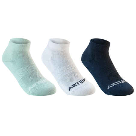 Kids' Mid Sports Socks Tri-Pack RS 160 - Green/White/Navy