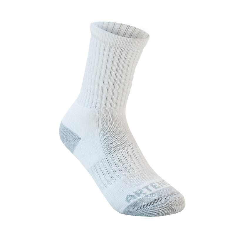 Calcetines altos de tenis Niños Pack de 3 Artengo RS 500 blanco azul marino