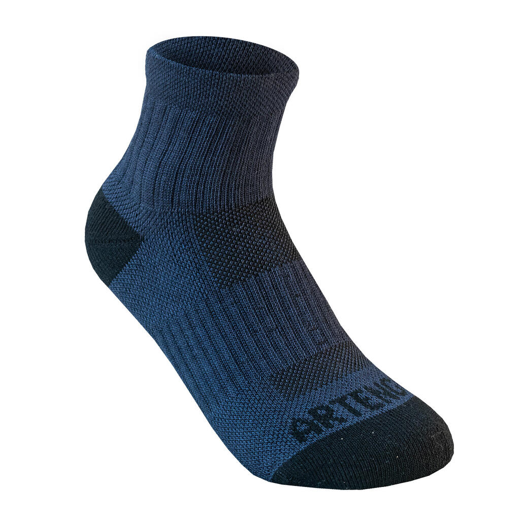 Kids' Mid Sports Socks RS 500 Tri-Pack - White/Navy