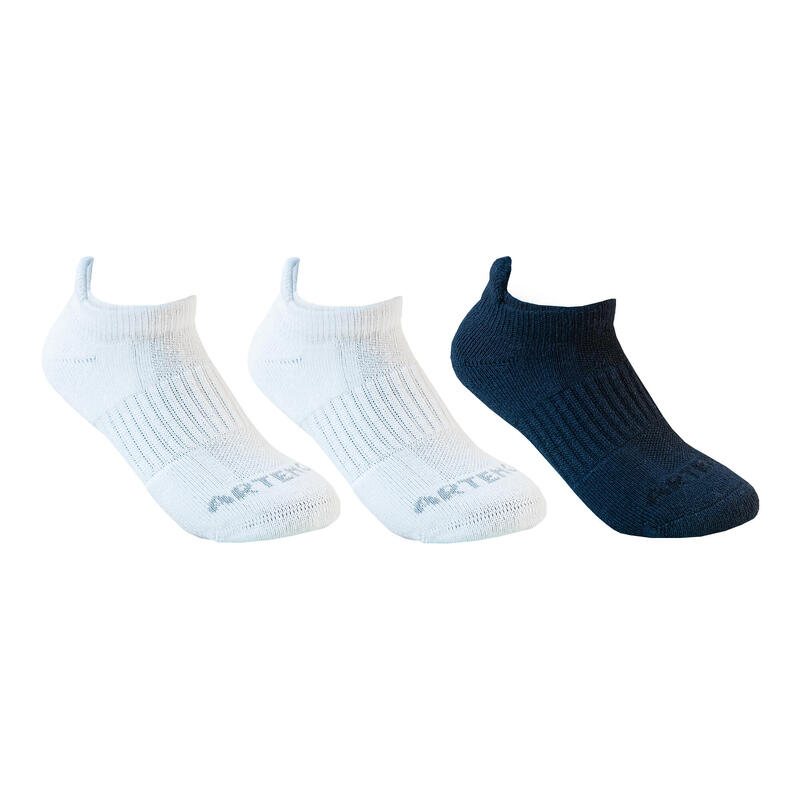 CHAUSSETTES DE SPORT ENFANT BASSES ARTENGO RS 500 BLANC MARINE LOT DE 3