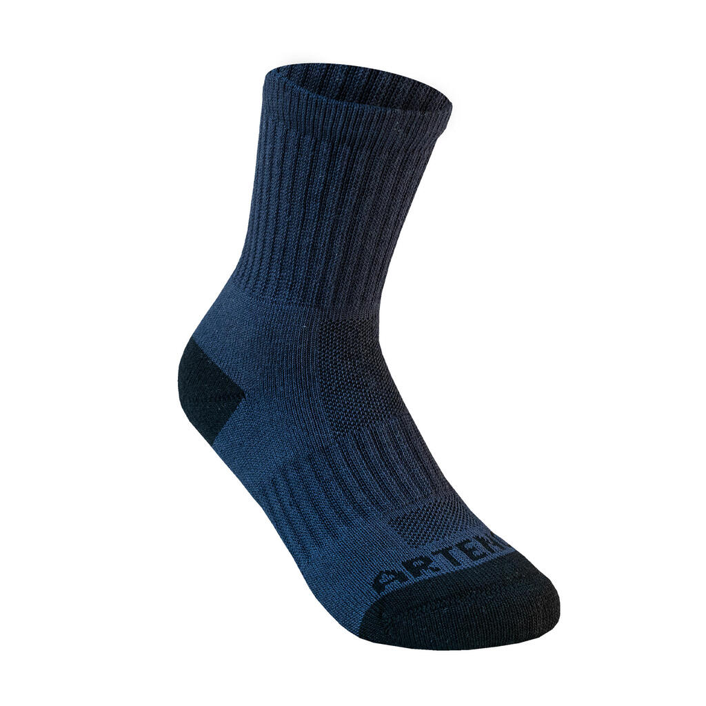 Kids' Mid Sports Socks RS 500 Tri-Pack - White/Navy