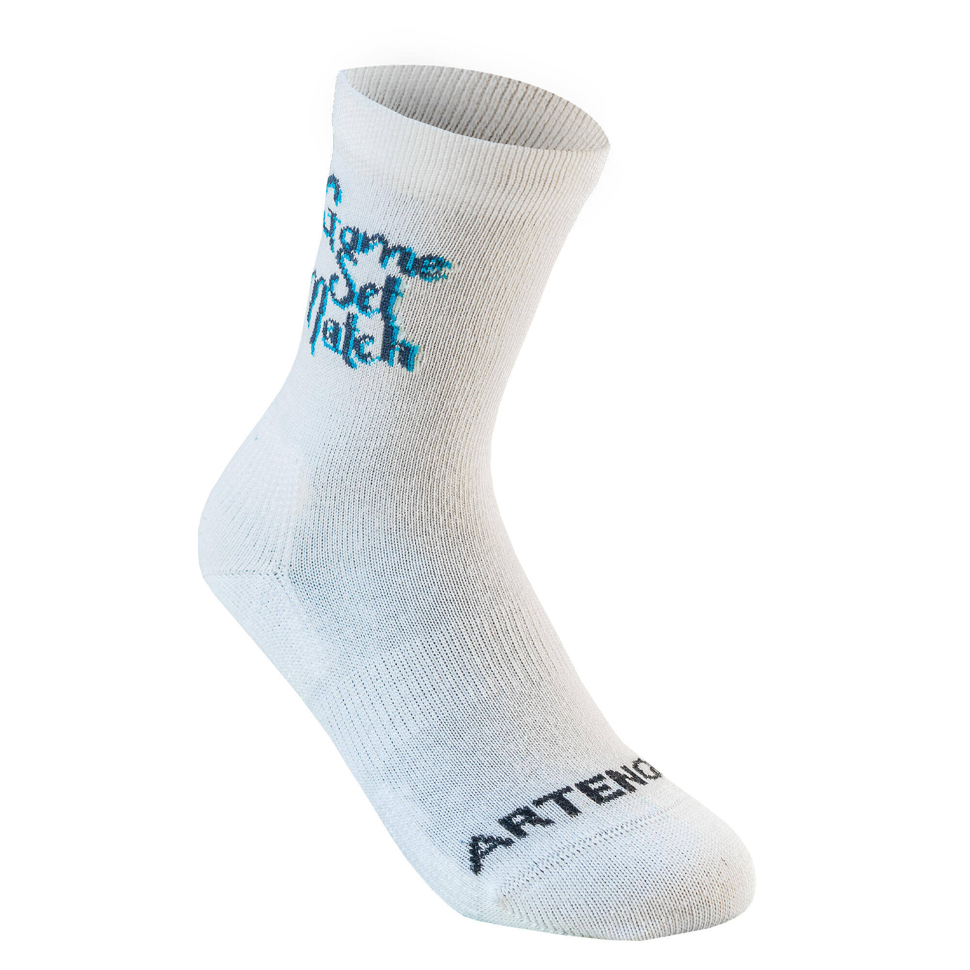 Kids Tennis Socks High Ankle x3 - RS 160 White/Navy/White -  4