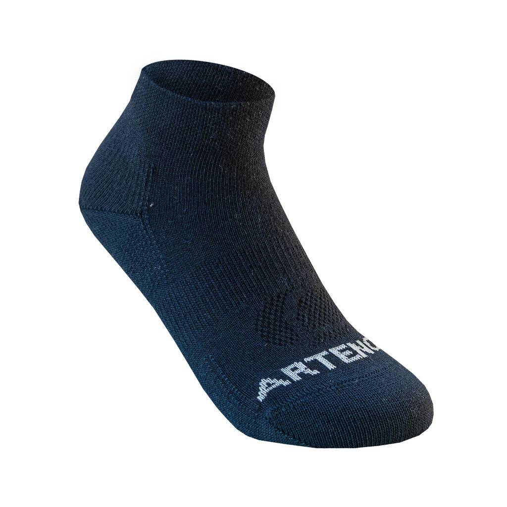 CHAUSSETTES DE SPORT ENFANT MI-HAUTES ARTENGO RS 160  NOIR GRIS LOT DE 3