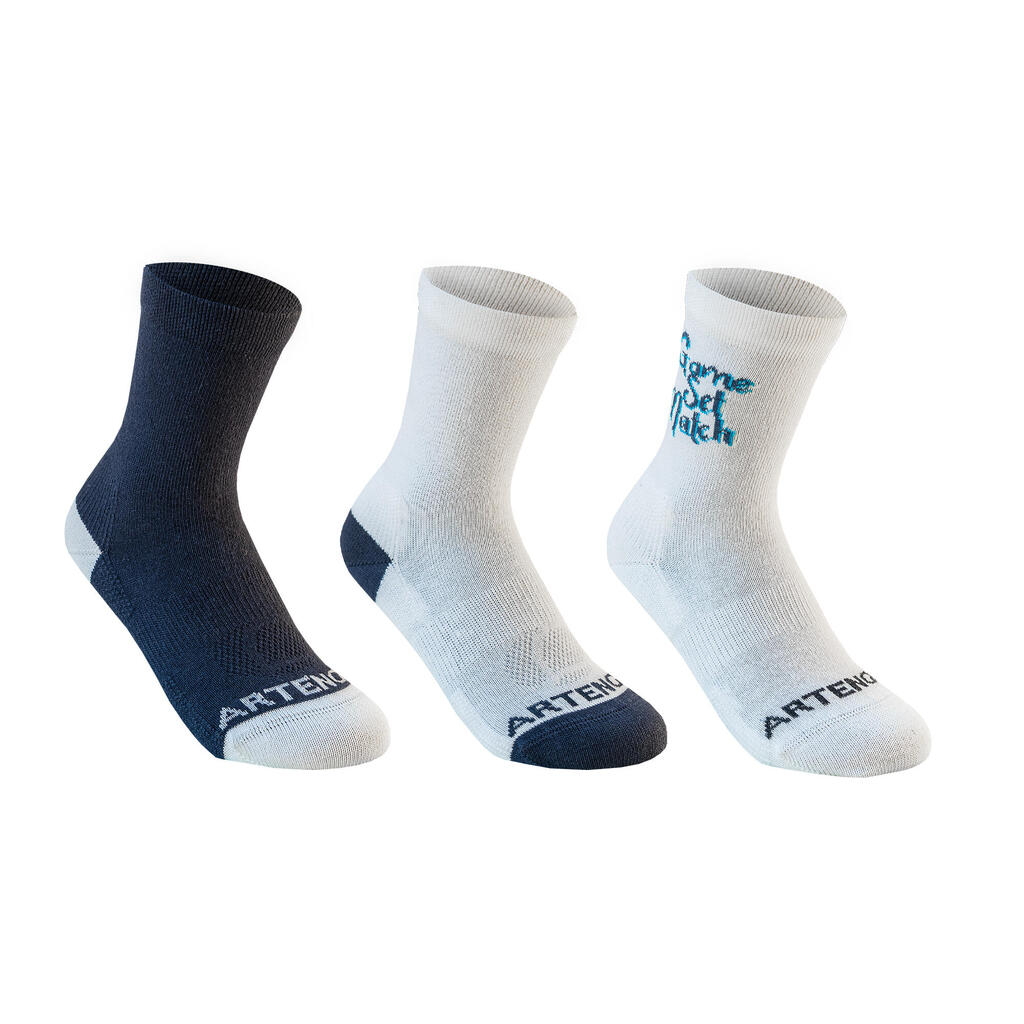 Kids' High Sports Socks Tri-Pack RS 160 - Black/Grey