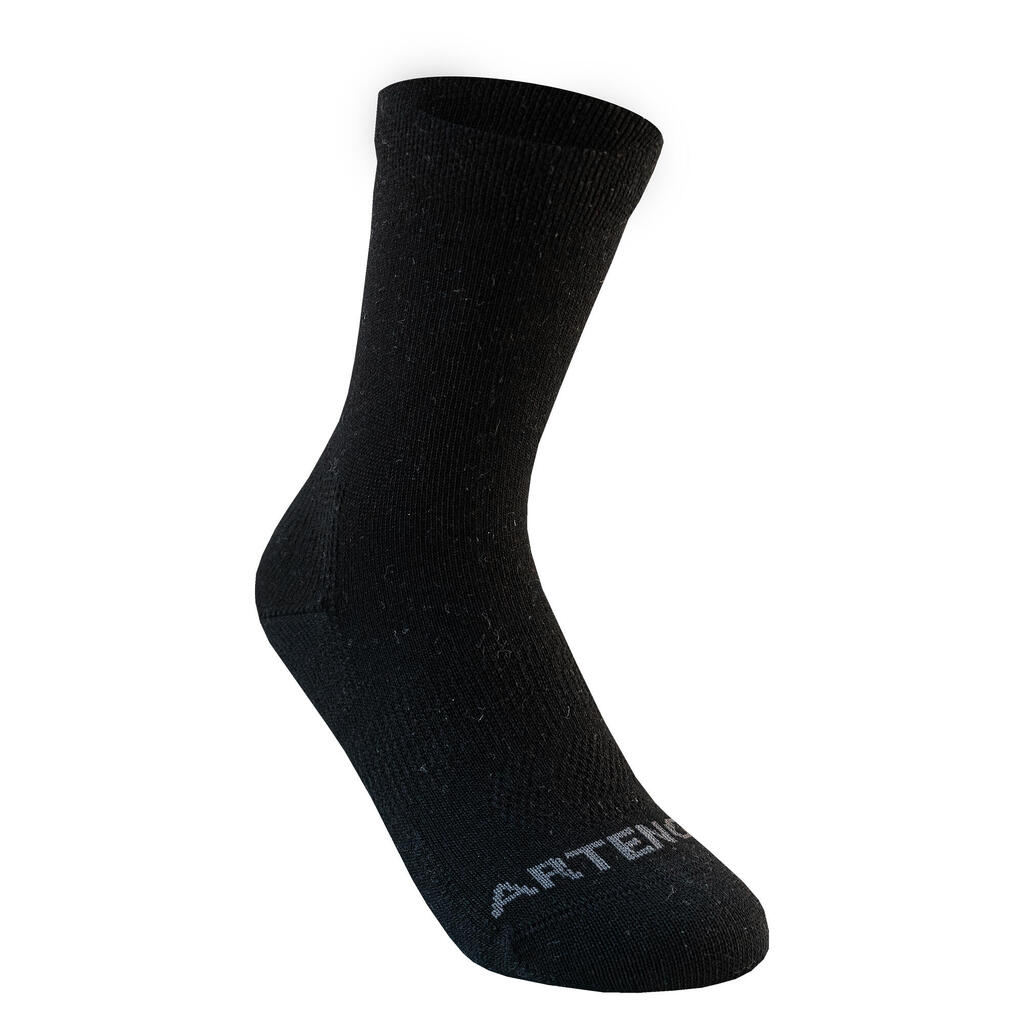 ČARAPE ZA TENIS RS 160 DUBOKE TRI PARA DEČJE - CRNE/SIVE
