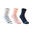 CHAUSSETTES DE SPORT ENFANT HAUTES ARTENGO RS 160 BLANC MARINE ROSE LOT DE 3