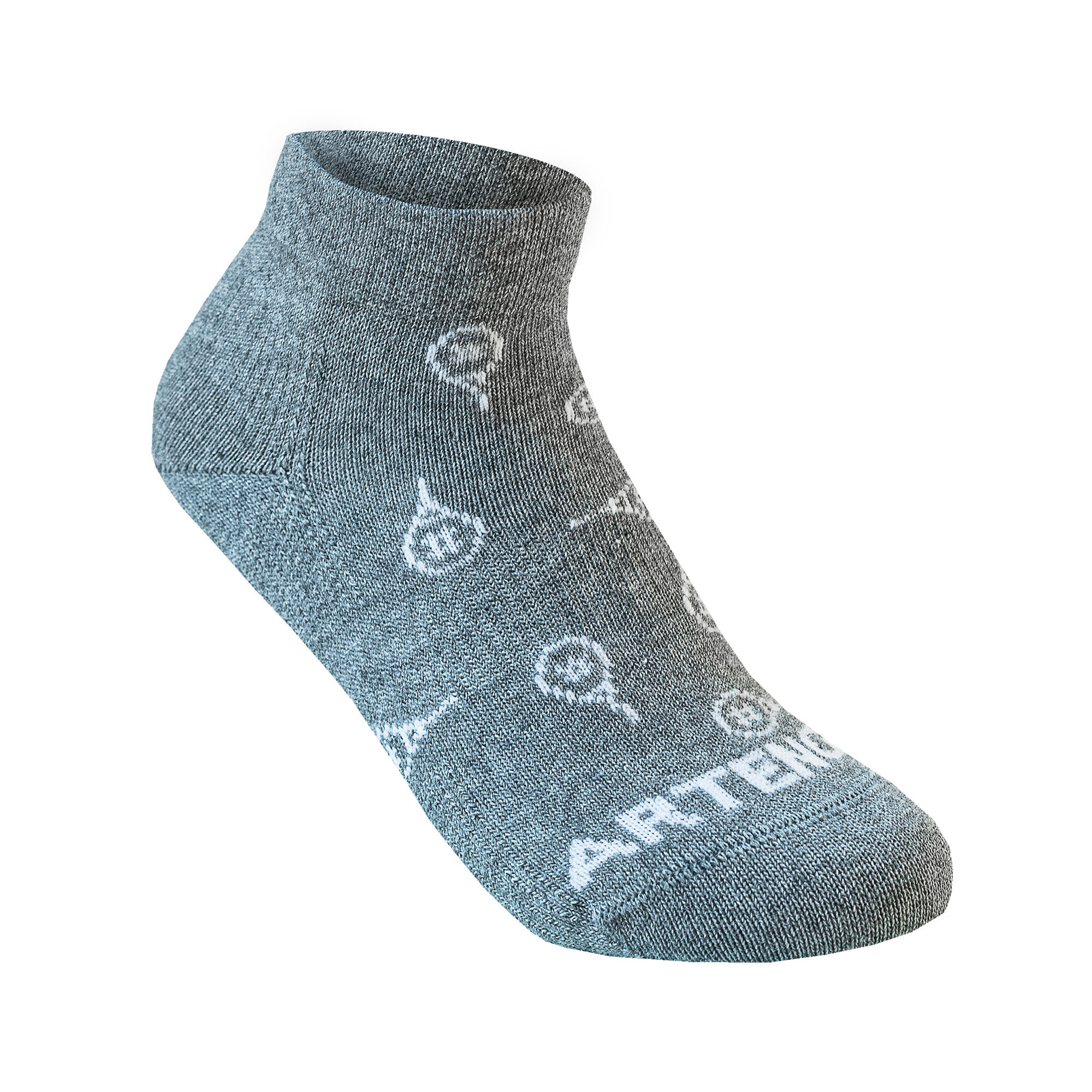CHAUSSETTES DE SPORT ENFANT MI-HAUTES RS 160  GRIS BALLES BLANC LOT DE 3 3/5