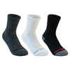 Detské športové ponožky RS 500 vysoké 3 páry čierne, biele a sivé
