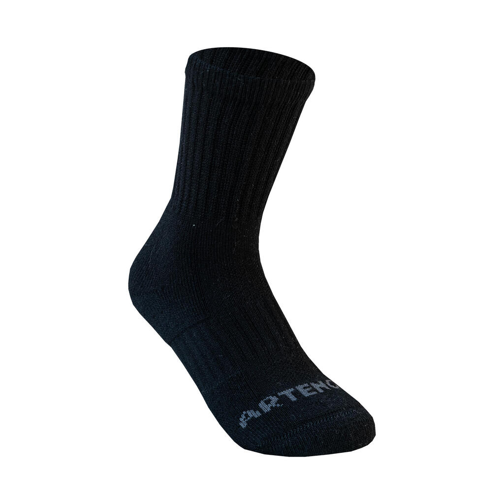 Kids' High Sports Socks RS 500 Tri-Pack - Black/Grey