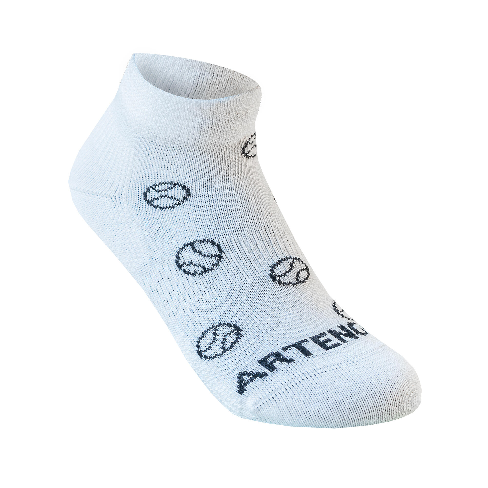 CHAUSSETTES DE SPORT ENFANT MI-HAUTES RS 160  GRIS BALLES BLANC LOT DE 3 4/5