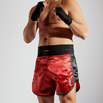 Pantaloncini uomo muay-thai 900 poliestere rossi