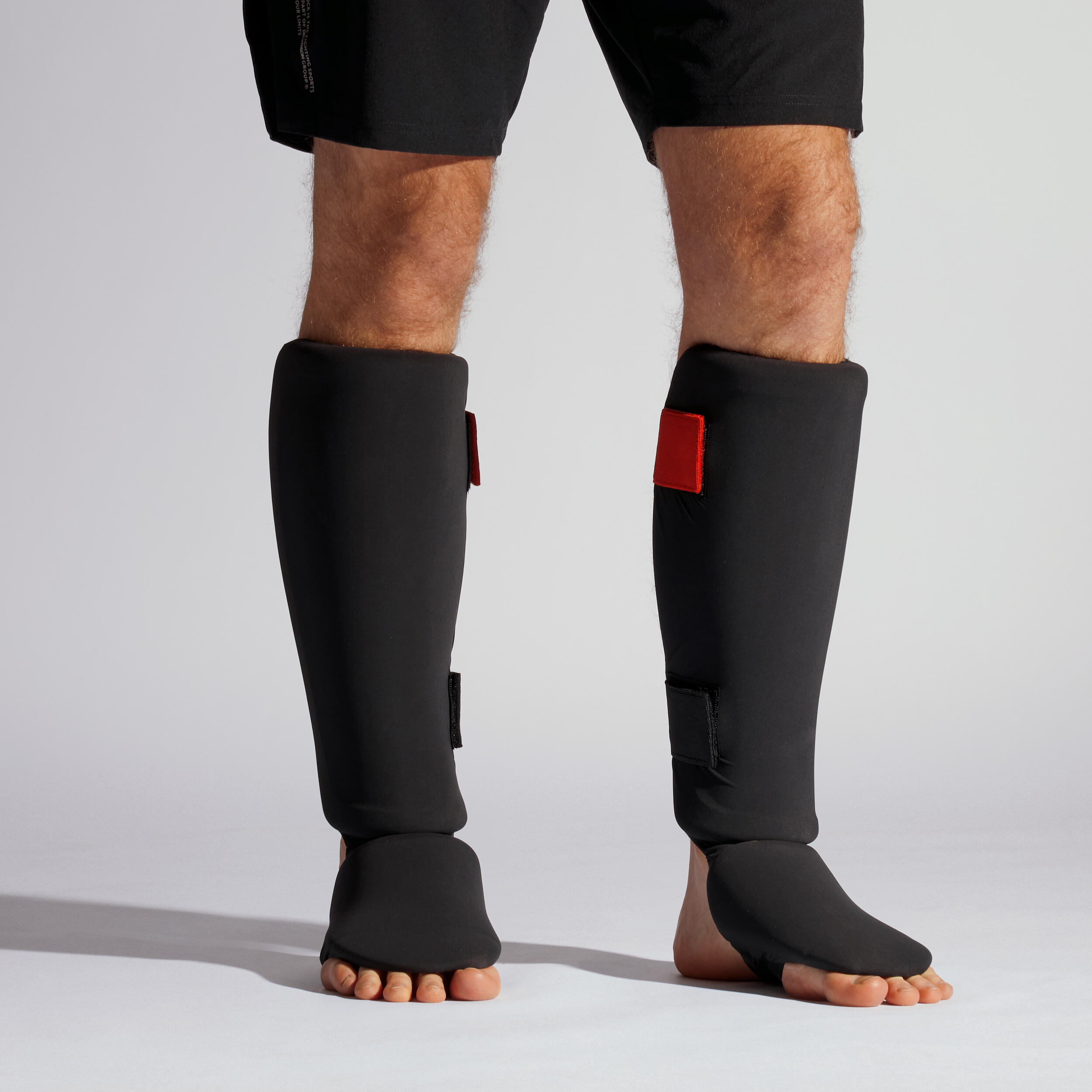 Shin and Foot Guard - 100 Ergo - Black, Cherry red, Charcoal grey