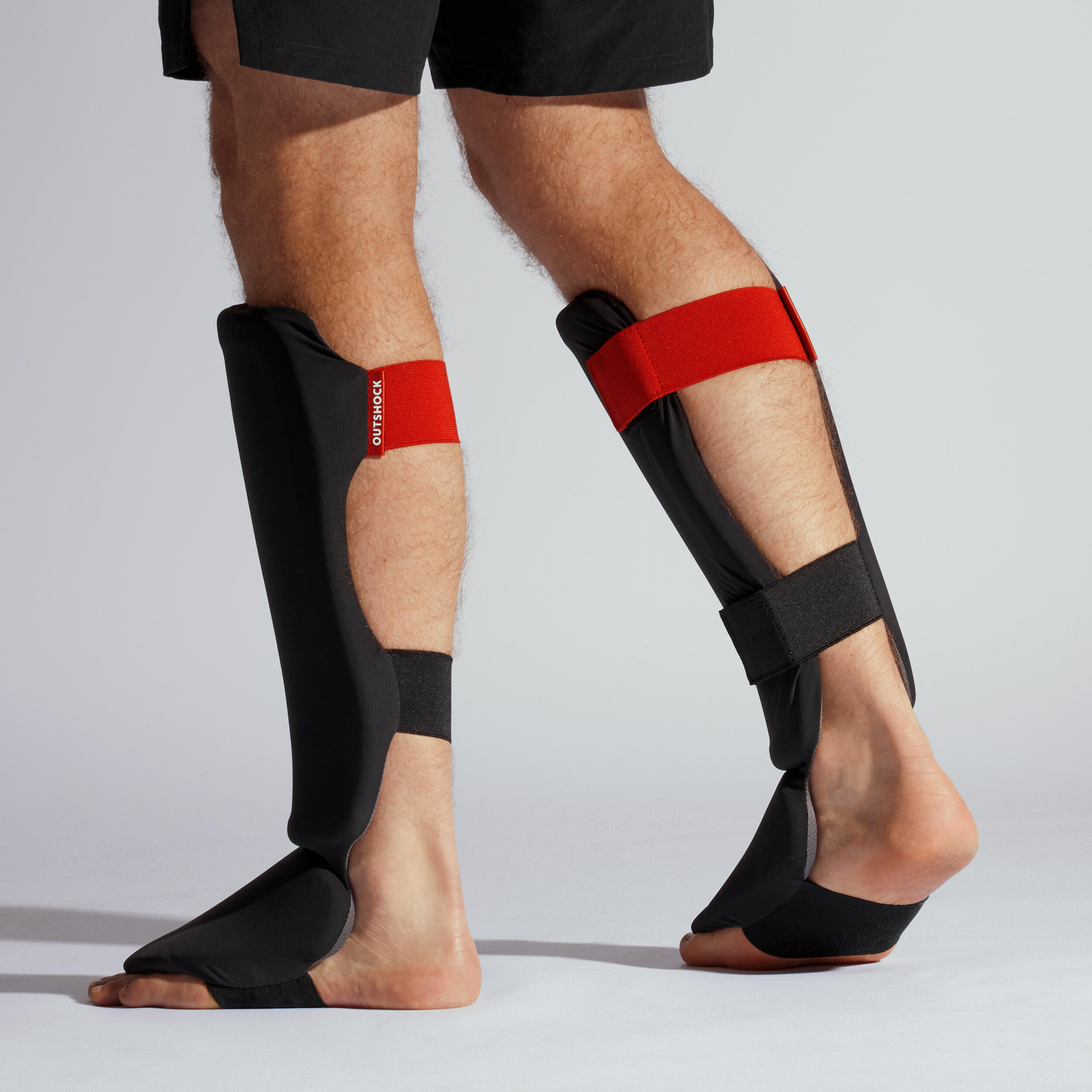 Shin and Foot Guard - 100 Ergo - Black, Cherry red, Charcoal grey -  Outshock - Decathlon