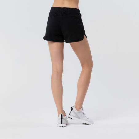 Women's Straight-Cut Cotton Fitness Shorts 520 With Pocket - Black