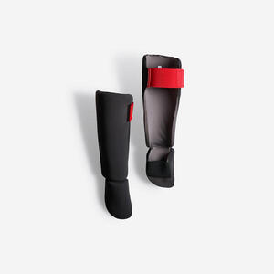 Espinilleras kick boxing niños Outshock 100 negro/rojo
