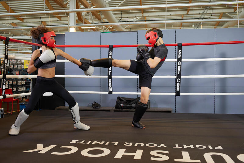 Tobillera kick boxing con protección integrada Outshock 500 gris