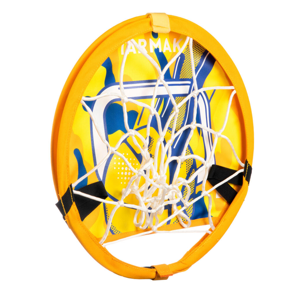 Panier de basket mural transportable avec ballon - HOOP 100 jaune bleu