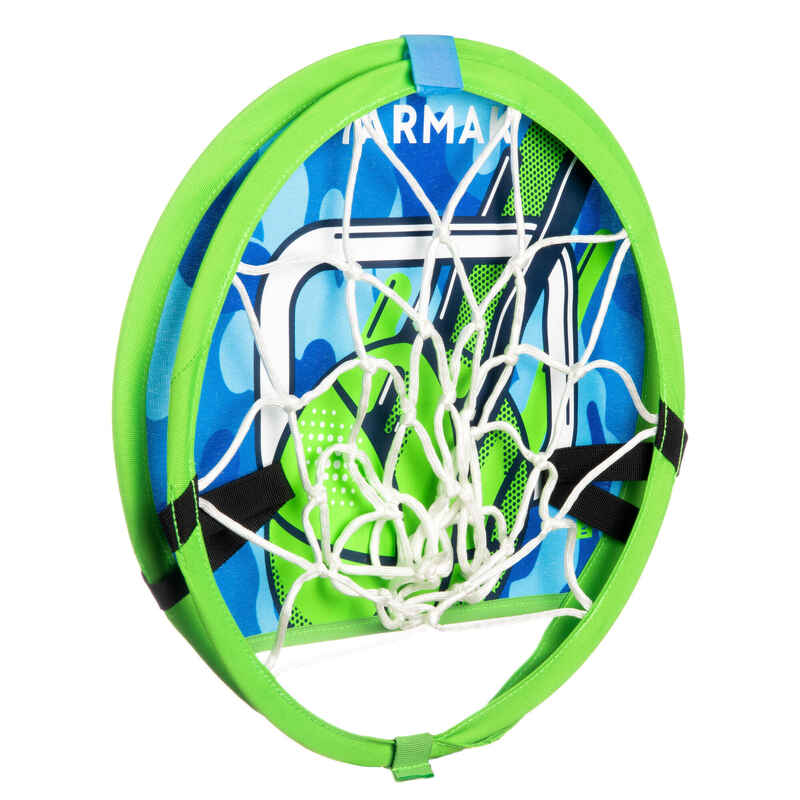 Kids' Wall-Mounted Portable Basketball Basket with Ball Hoop 100 - Green/Blue