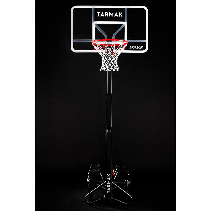 Inklapbare basketbalpaal B500 Easy Box op wielen verstelbaar 2,40 m tot 3,05 m