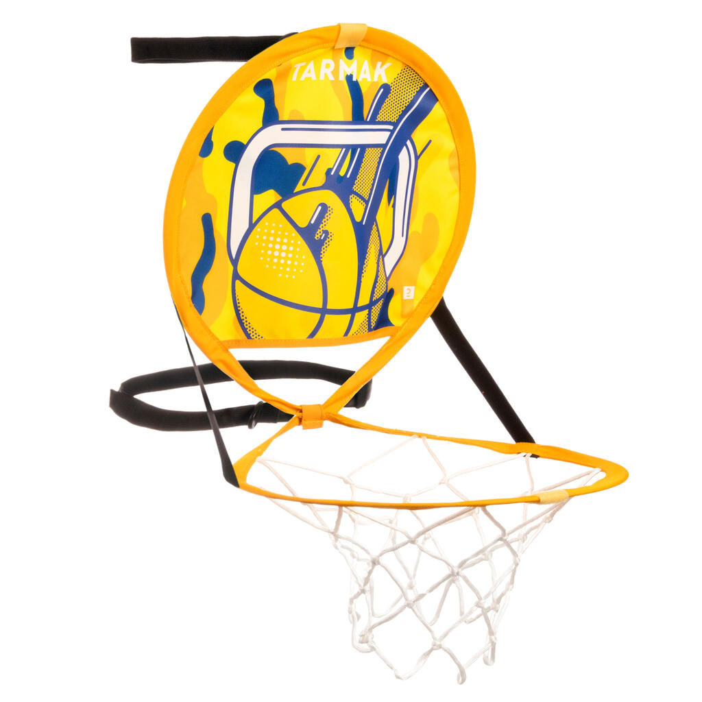 Panier de basket mural transportable avec ballon - HOOP 100 jaune bleu