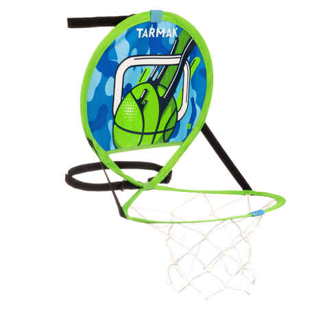 Kids' Wall-Mounted Portable Basketball Basket with Ball Hoop 100 - Green/Blue