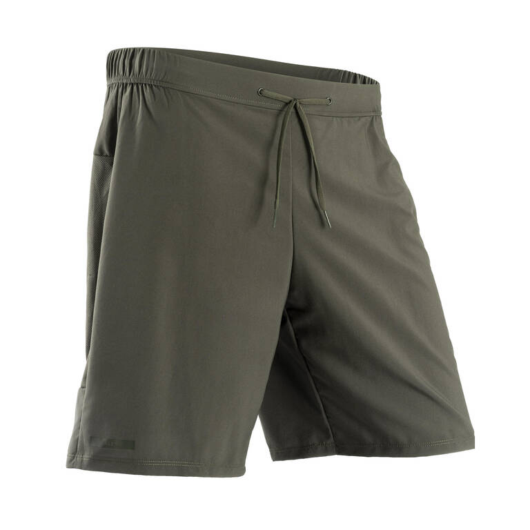 KALENJI DRY+ MEN'S BREATHABLE RUNNING SHORTS - ASHY KHAKI