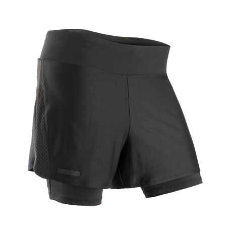 Short pantalón corto running Mujer con mallas integradas Dry negro