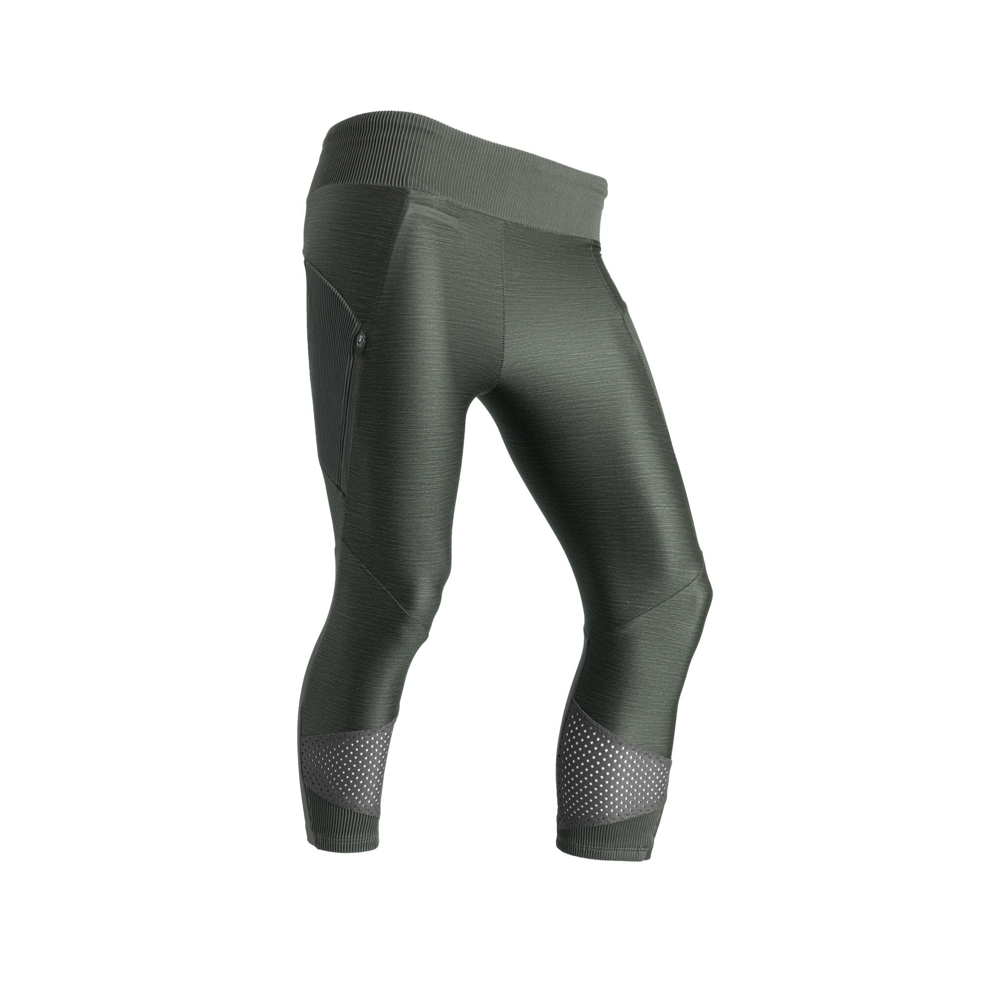 Women's breathable short running leggings Dry+ Feel - khaki 4/39