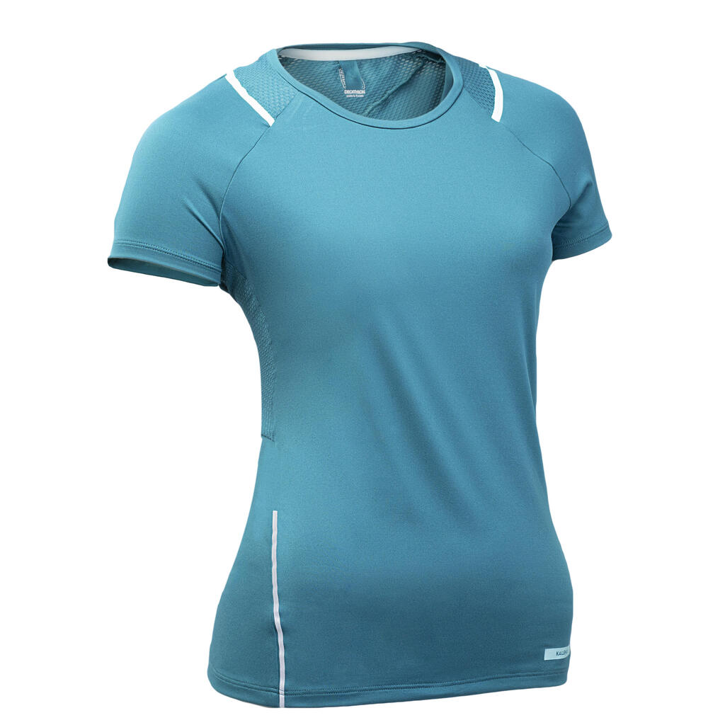 T-SHIRT DE RUNNING FEMME RUN DRY+ VERT