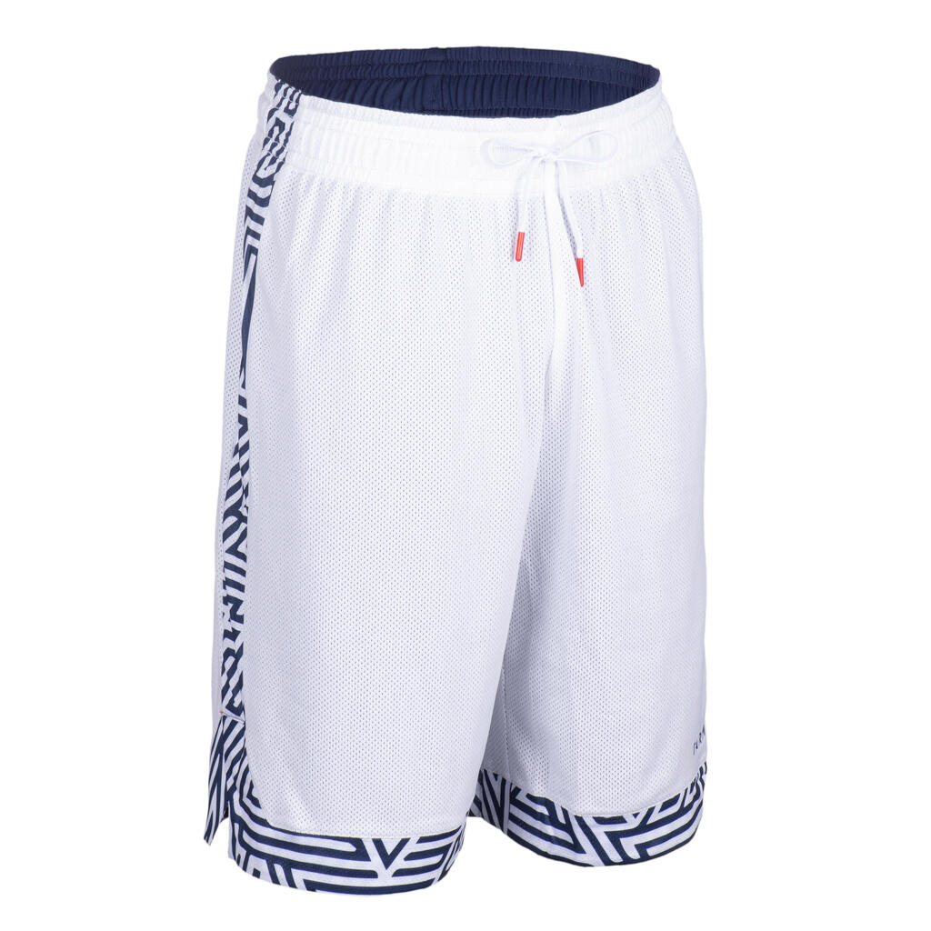 Basketballshorts wendbar SH500 Herren weiss/marineblau