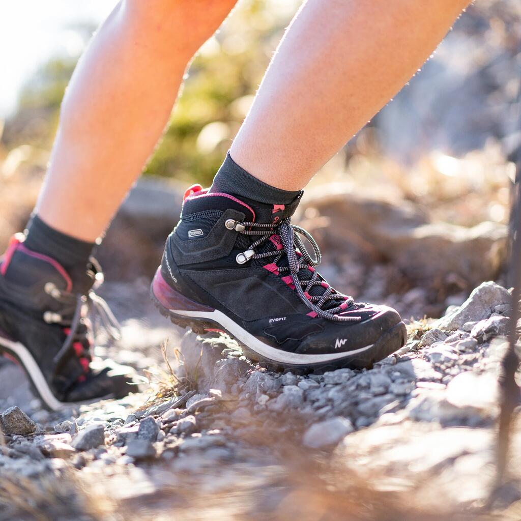 Women's waterproof mountain hiking boots - MH500 Mid - Pink/Grey