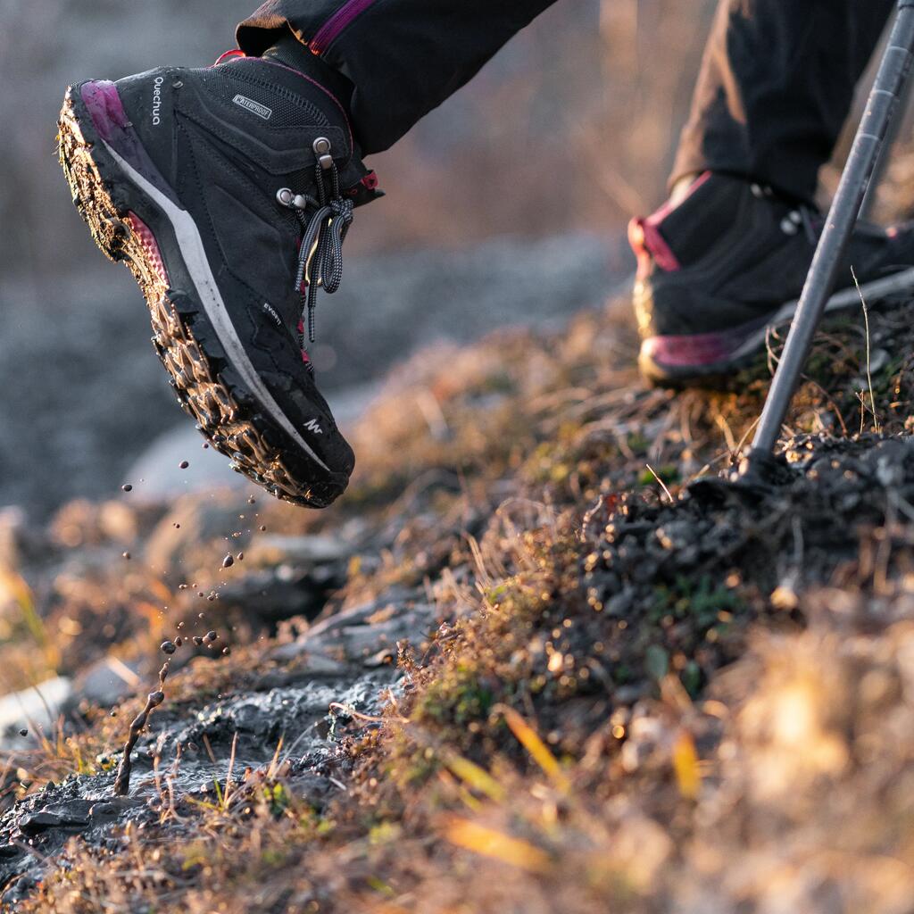 Women's waterproof mountain hiking boots - MH500 Mid - Pink/Grey