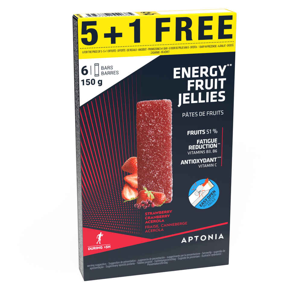 Fruchtriegel Energy Fruit Jellies Erdbeere Cranberry Acerola 5 × 25 g